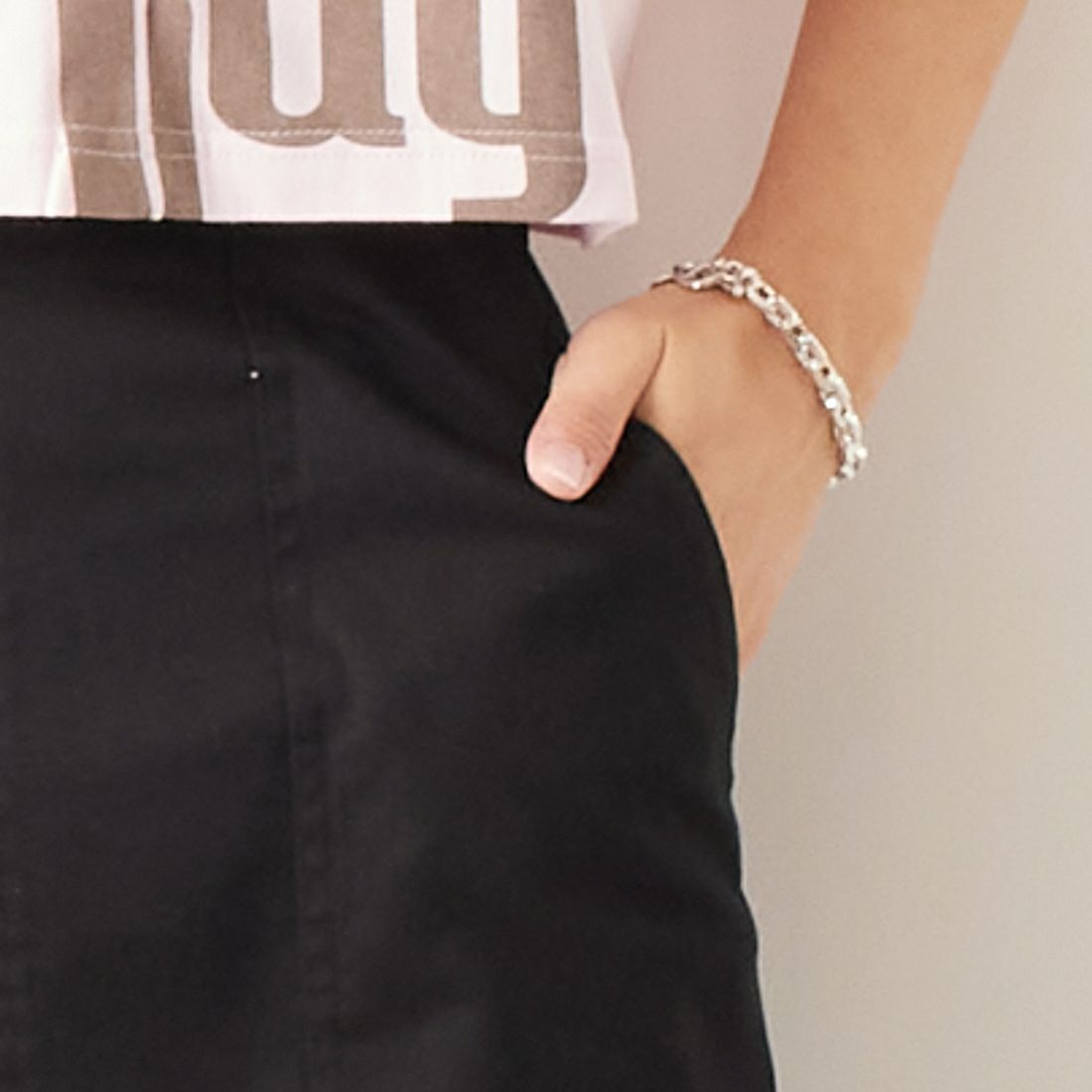 Jeans Factory Clothes [ジーンズファクトリークローズ] コットンストレッチタイトベイカースカート [ISJF-01] BLACK &&モデル身長：167cm 着用サイズ：38&&