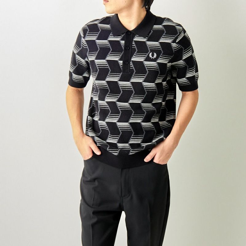 FRED PERRY [フレッドペリー] シェブロンストライプ ニッティドシャツ [K5525]