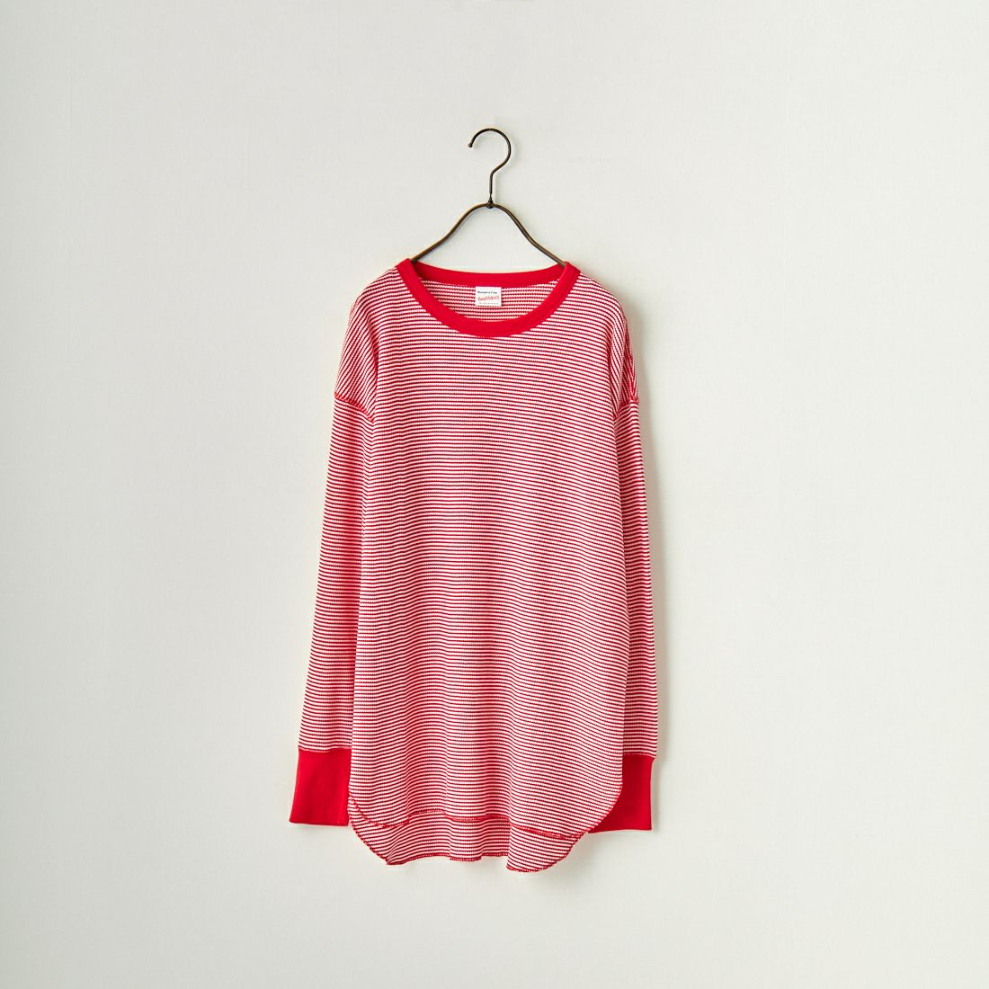 Health knit [ヘルスニット] 別注 ワッフルボーダー クルーネックTシャツ [H2202W001IN-JF] RED/OFF