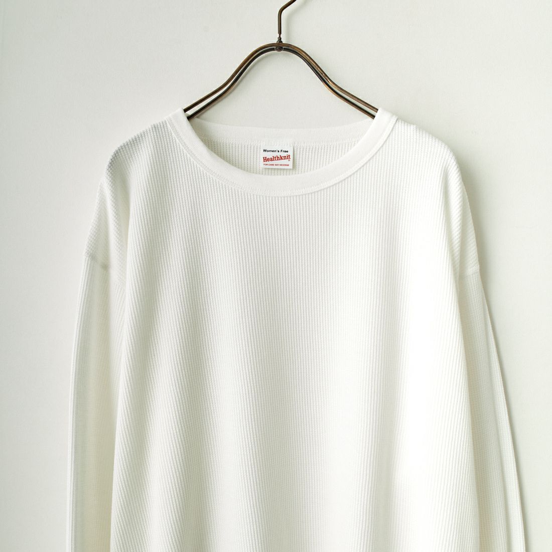 Health knit [ヘルスニット] 別注 ワッフルボーダー クルーネックTシャツ [H2202W001IN-JF] WHITE