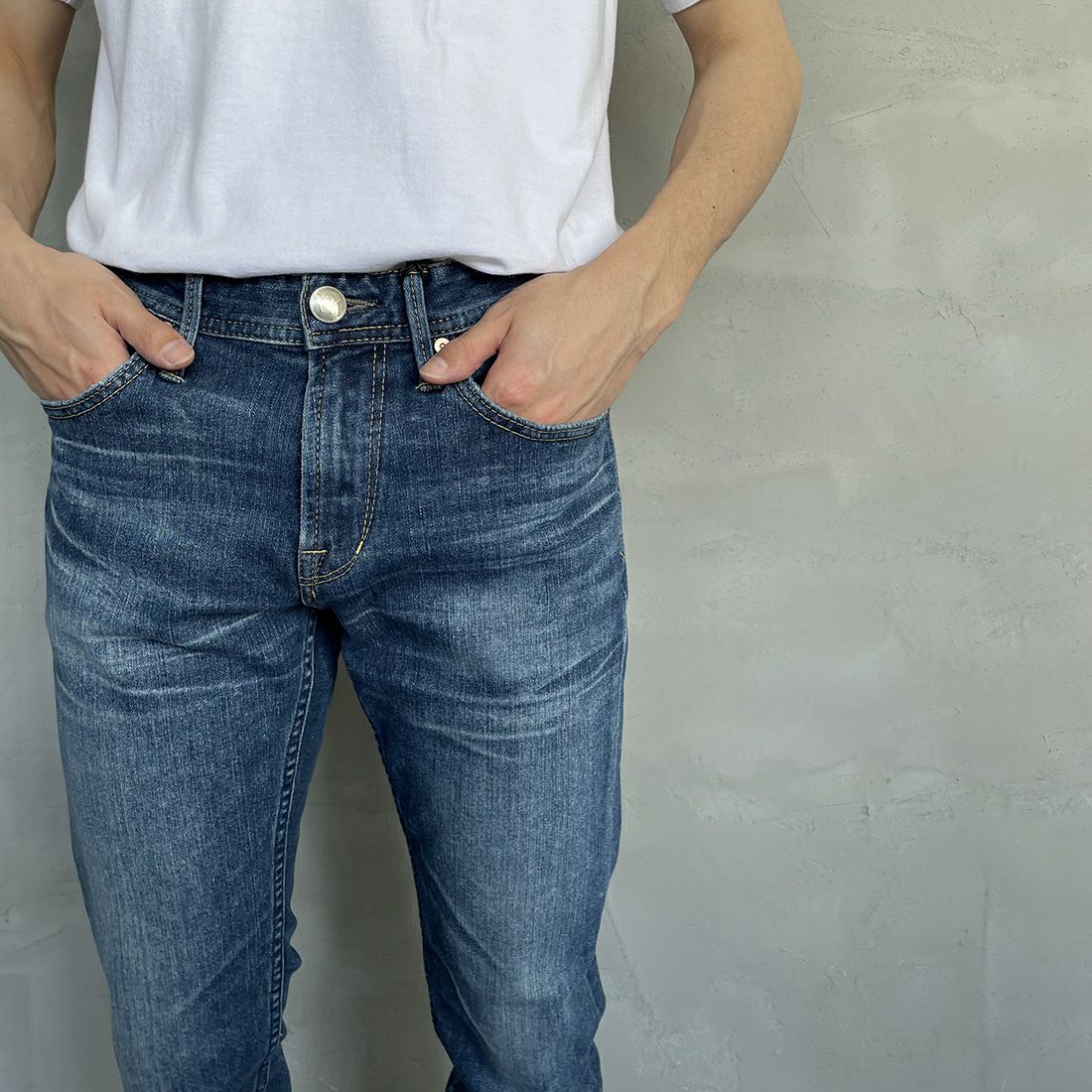 YANUK [ヤヌーク] スリムテーパード VINCENT2／ヴィンセント2 [57231002] PBL &&モデル身長：168cm 着用サイズ：29&&