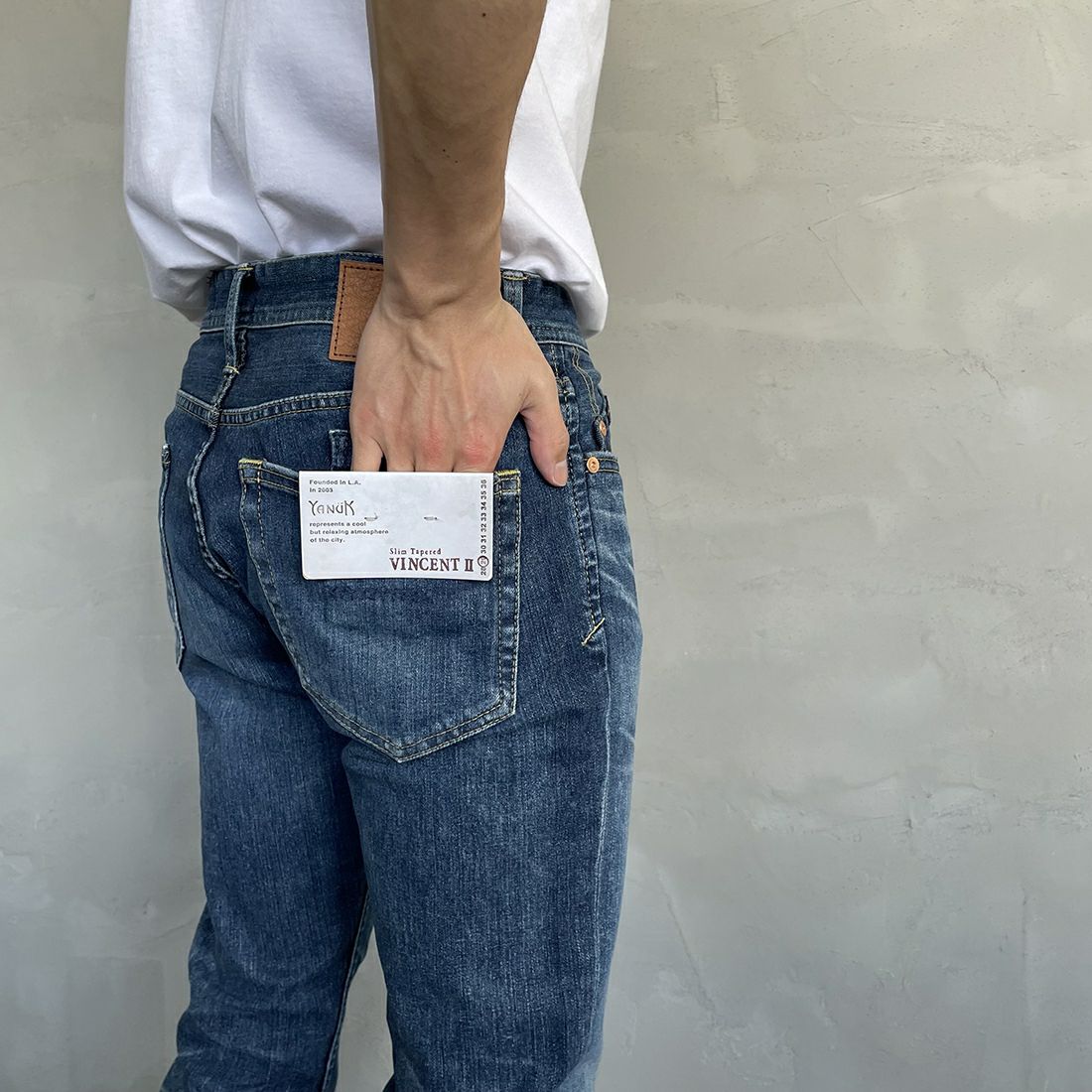 YANUK [ヤヌーク] スリムテーパード VINCENT2／ヴィンセント2 [57231002] PBL &&モデル身長：168cm 着用サイズ：29&&
