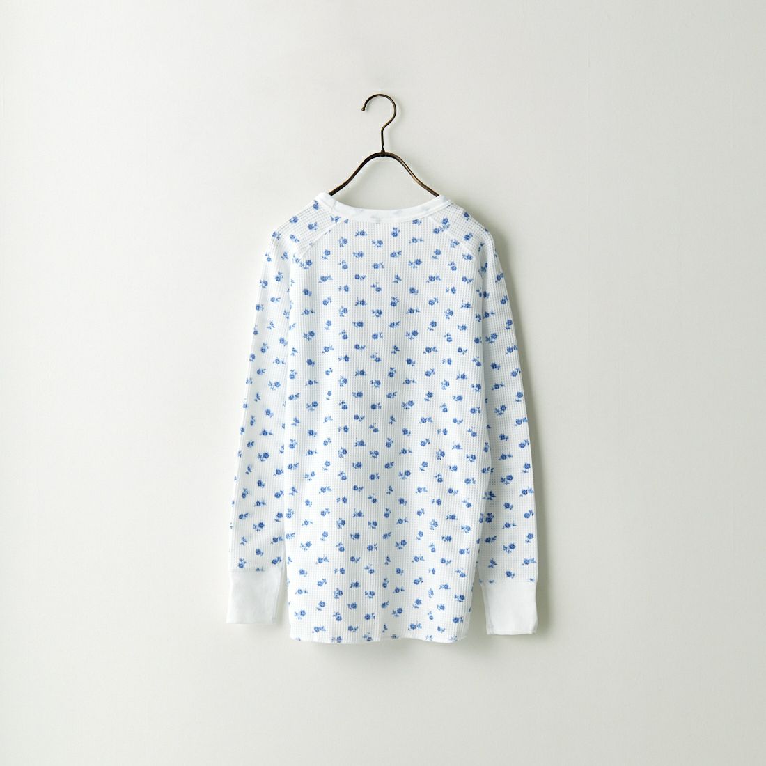 JE MORGAN [ジェイイーモーガン] ワッフル青花柄ロングスリーブTシャツ [JC091-59S] 01 WHITE