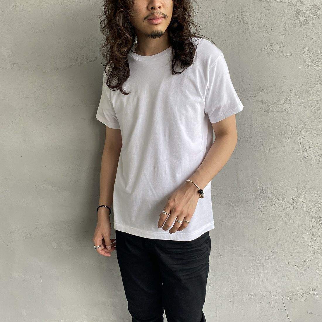 Hanes [ヘインズ] ジャパンフィット 2枚組 クルーネックTシャツ [H5320] 998 ｱｿｰﾄ &&モデル身長：173cm 着用サイズ：M&&