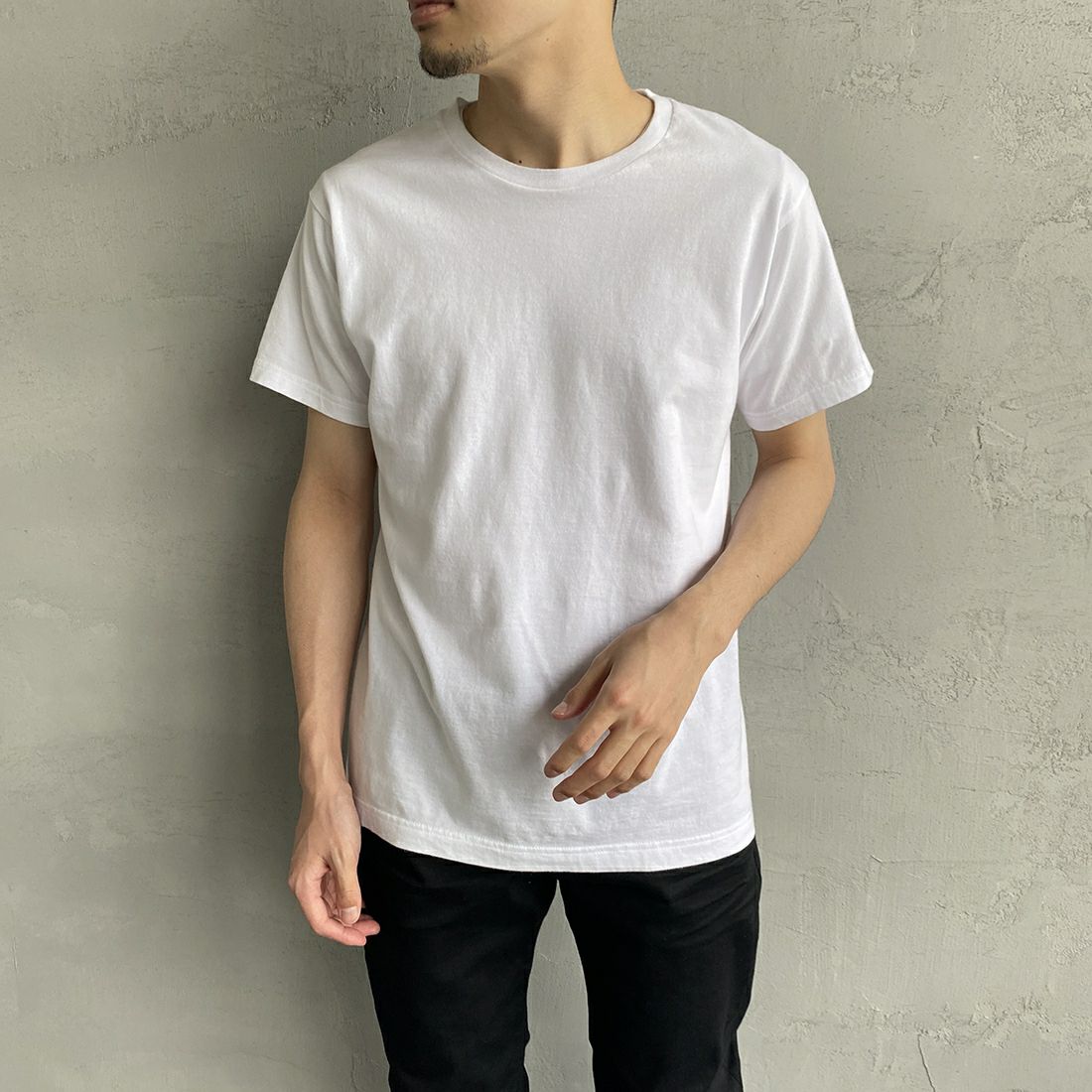 Hanes [ヘインズ] ジャパンフィット 2枚組 クルーネックTシャツ [H5320] 998 ｱｿｰﾄ &&モデル身長：168cm 着用サイズ：M&&