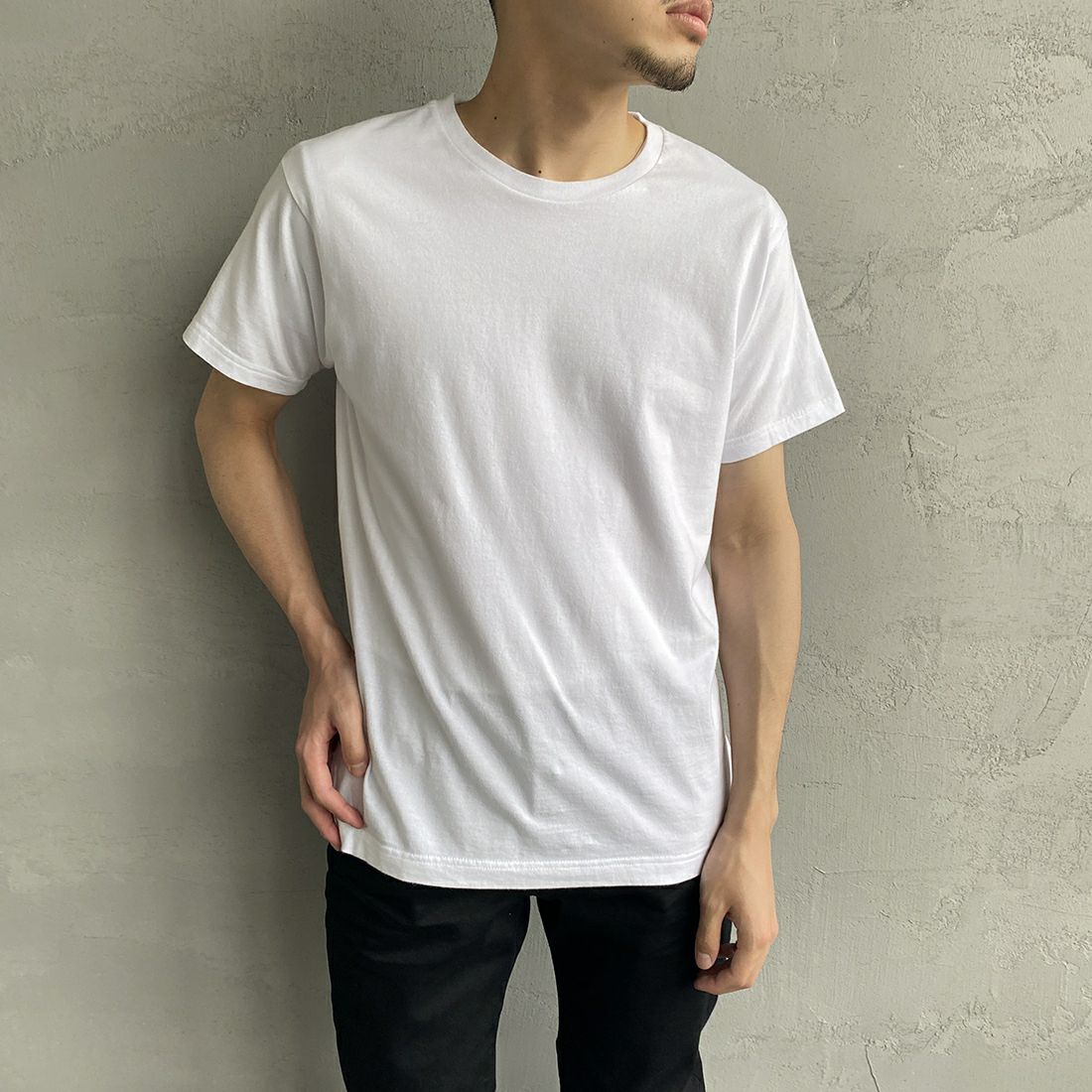 Hanes [ヘインズ] ジャパンフィット 2枚組 クルーネックTシャツ [H5320] 998 ｱｿｰﾄ &&モデル身長：168cm 着用サイズ：M&&