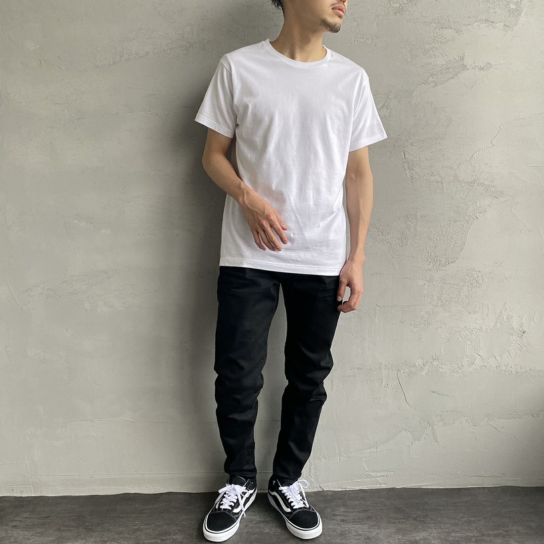 Hanes [ヘインズ] ジャパンフィット 2枚組 クルーネックTシャツ [H5320] 998 ｱｿｰﾄ &&モデル身長：168cm 着用サイズ：M&&