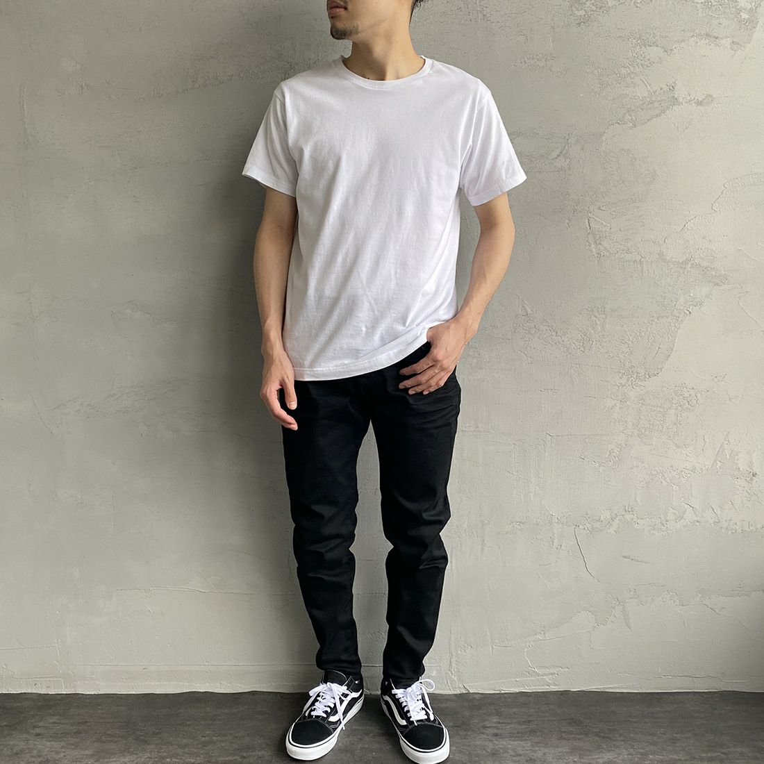 Hanes [ヘインズ] ジャパンフィット 2枚組 クルーネックTシャツ [H5320] 998 ｱｿｰﾄ &&モデル身長：168cm 着用サイズ：M&&