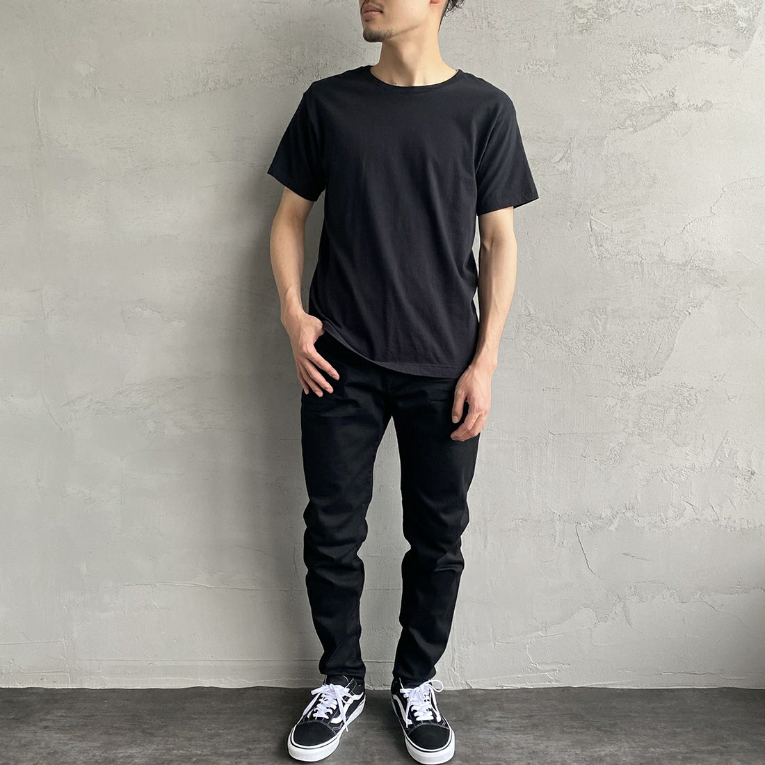 Hanes [ヘインズ] ジャパンフィット 2枚組 クルーネックTシャツ [H5320] 998 ｱｿｰﾄ &&モデル身長：168cm 着用サイズ：M&&