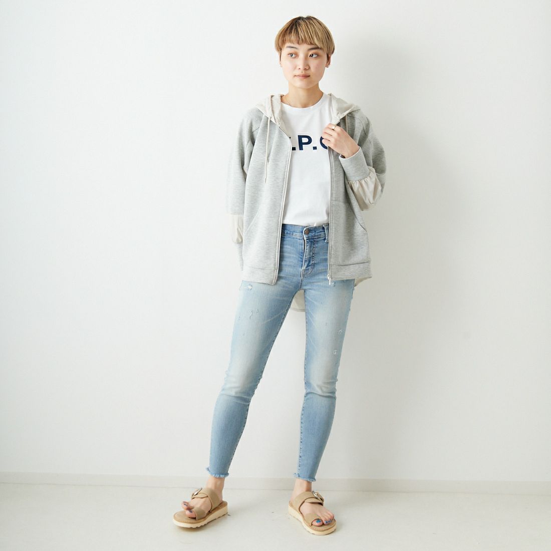 BIG JOHN [ビッグジョン] ヌードレッグ [MML106K] 456C &&モデル身長：160cm 着用サイズ：XS&&