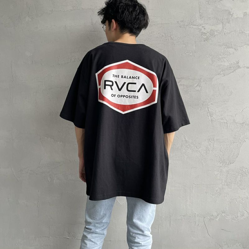 RVCA [ルーカ] INDUSTRIAL バックプリントTシャツ [BD041-224] BLK &&モデル身長：168cm 着用サイズ：XL&&
