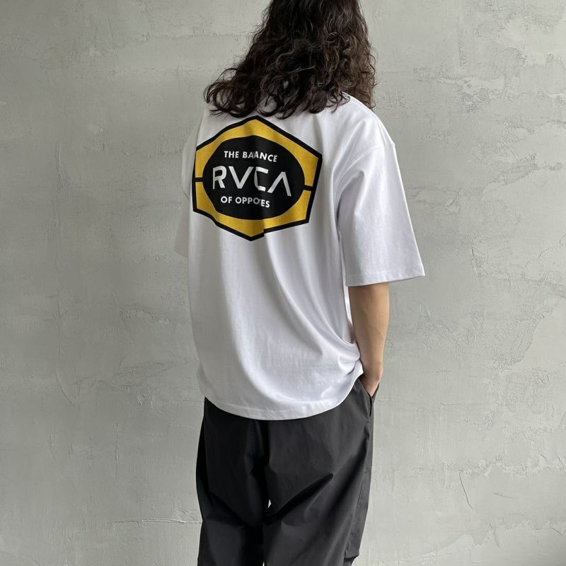RVCA [ルーカ] INDUSTRIAL バックプリントTシャツ [BD041-224] WHT &&モデル身長：173cm 着用サイズ：L&&