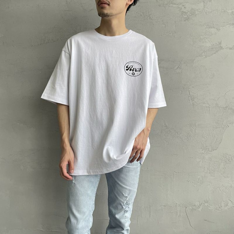 RVCA [ルーカ] PILS サークルロゴ バックプリントTシャツ [BD041-226] WHT &&モデル身長：168cm 着用サイズ：L&&