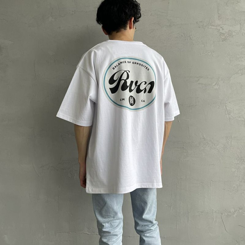 RVCA [ルーカ] PILS サークルロゴ バックプリントTシャツ [BD041-226] WHT &&モデル身長：168cm 着用サイズ：L&&