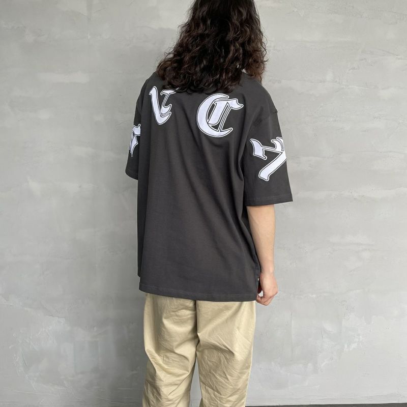 RVCA [ルーカ] OE FAKE RVCA ワッペンロゴTシャツ [BD041-227] PTK &&モデル身長：173cm 着用サイズ：L&&