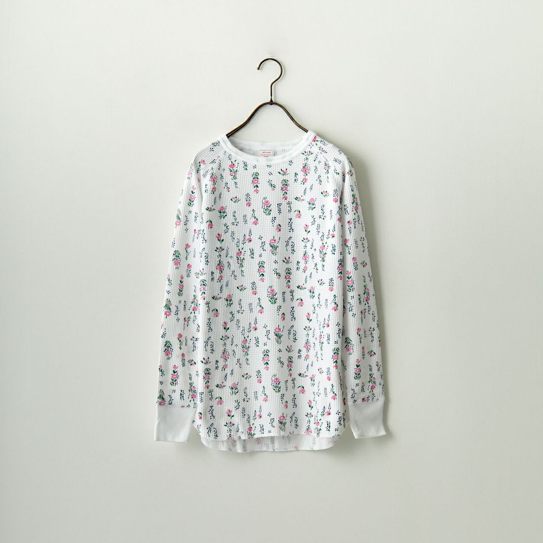 JE MORGAN [ジェイイーモーガン] ワッフル花柄 ラグラン長袖クルーTシャツ [JC090-59S] 01 WHITE