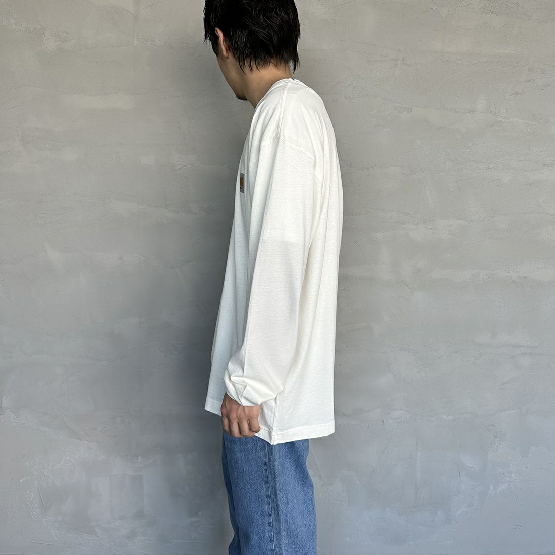 carhartt WIP [カーハートダブリューアイピー] ロングスリーブネルソンTシャツ [I029948] WAX &&モデル身長：173cm 着用サイズ：L&&