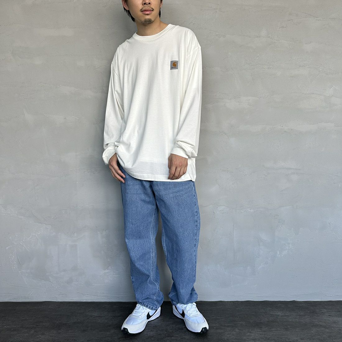 carhartt WIP [カーハートダブリューアイピー] ロングスリーブネルソンTシャツ [I029948] WAX &&モデル身長：173cm 着用サイズ：L&&