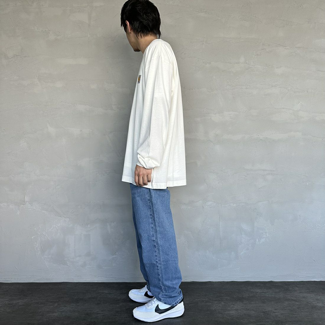 carhartt WIP [カーハートダブリューアイピー] ロングスリーブネルソンTシャツ [I029948] WAX &&モデル身長：173cm 着用サイズ：L&&