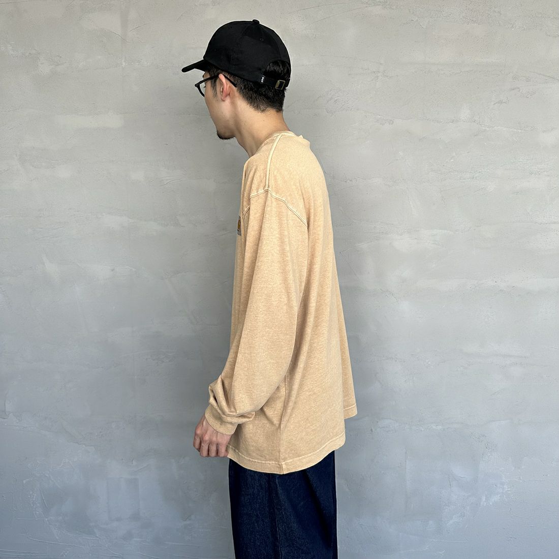 carhartt WIP [カーハートダブリューアイピー] ロングスリーブネルソンTシャツ [I029948] DUSTY H B &&モデル身長：168cm 着用サイズ：M&&