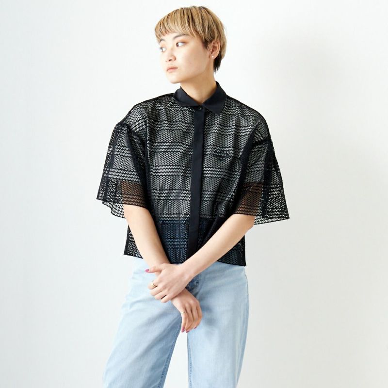 Jeans Factory Clothes [ジーンズファクトリークローズ] ダブルラッセルレースブラウス [217057]