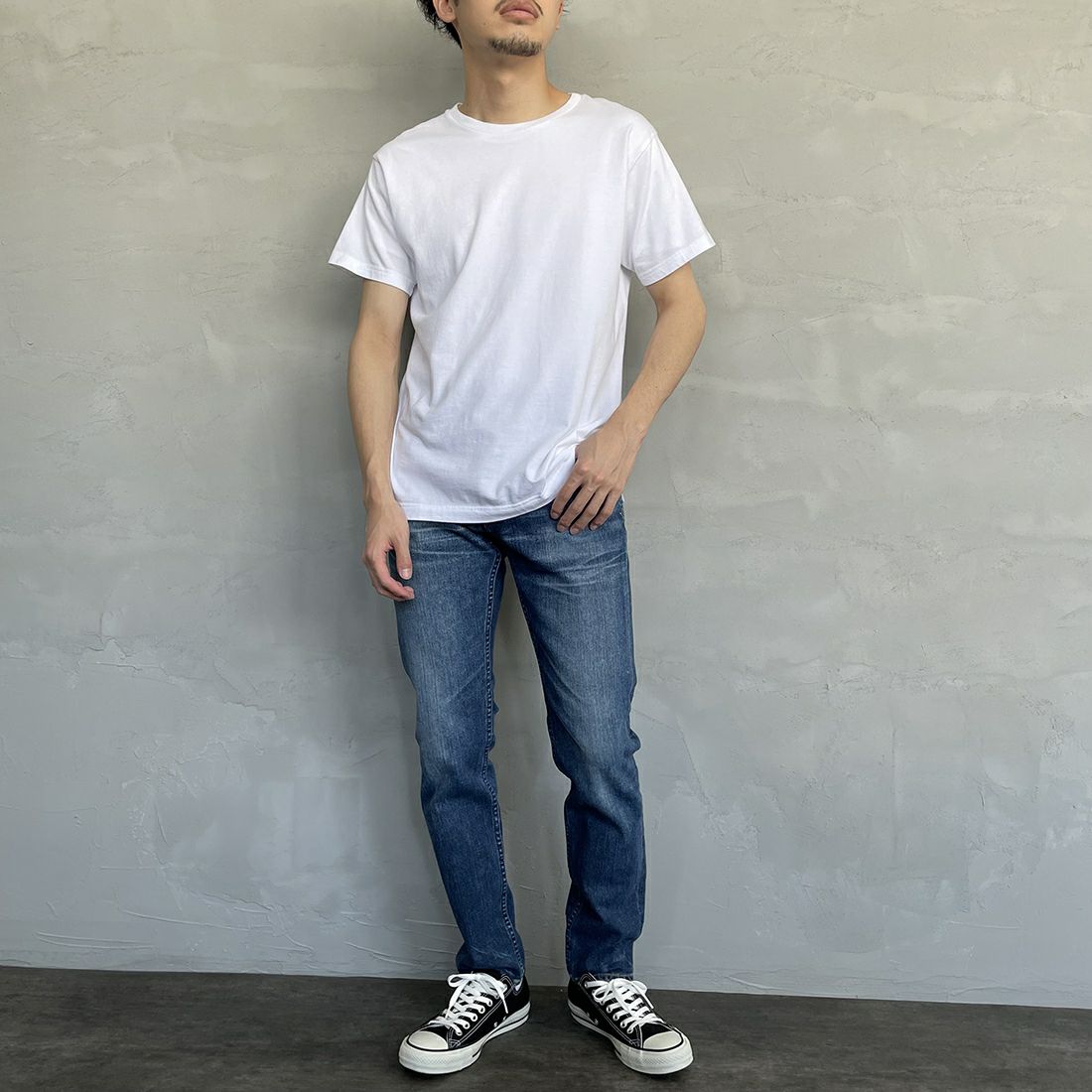 Hanes [ヘインズ] ジャパンフィット 2枚組 クルーネックTシャツ [H5310] 010 ﾎﾜｲﾄ &&モデル身長：168cm 着用サイズ：M&&