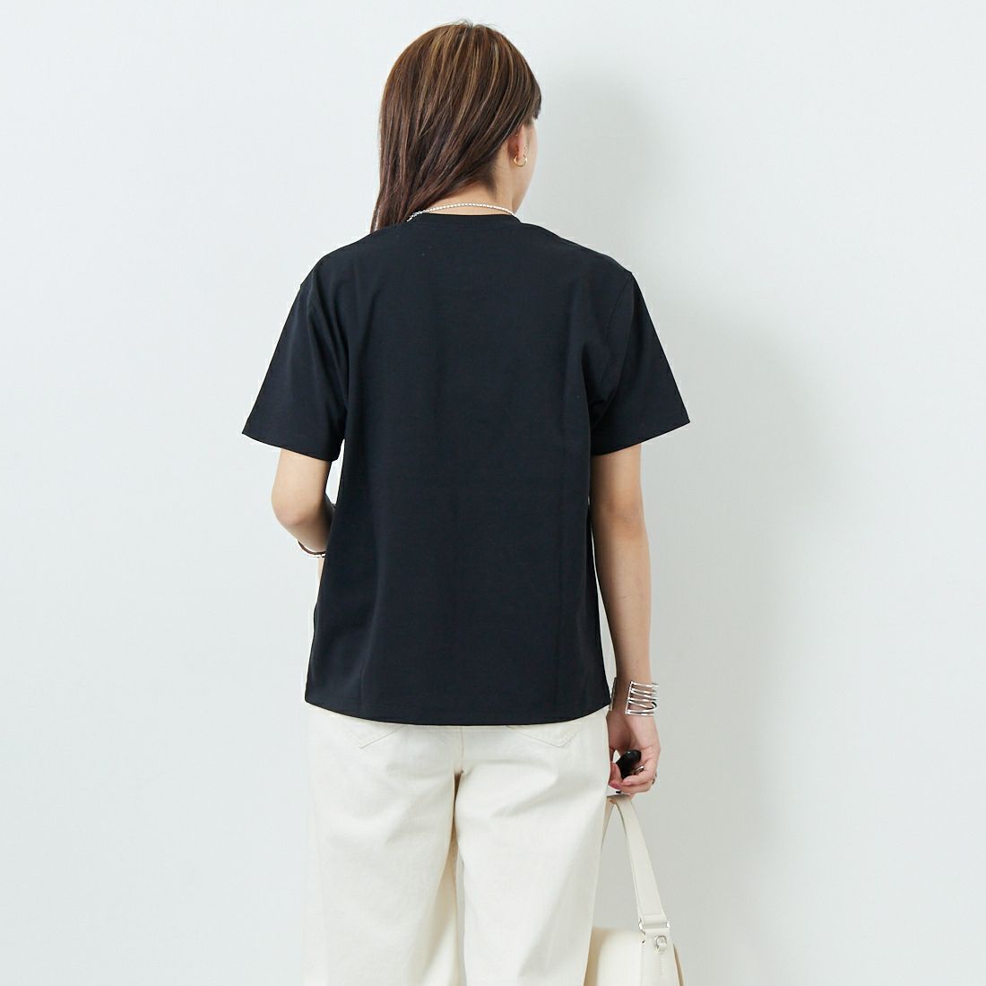DANTON [ダントン] ソリッド ポケットTシャツ [DT-C0197TCB] BLACK &&モデル身長：167cm 着用サイズ：S&&