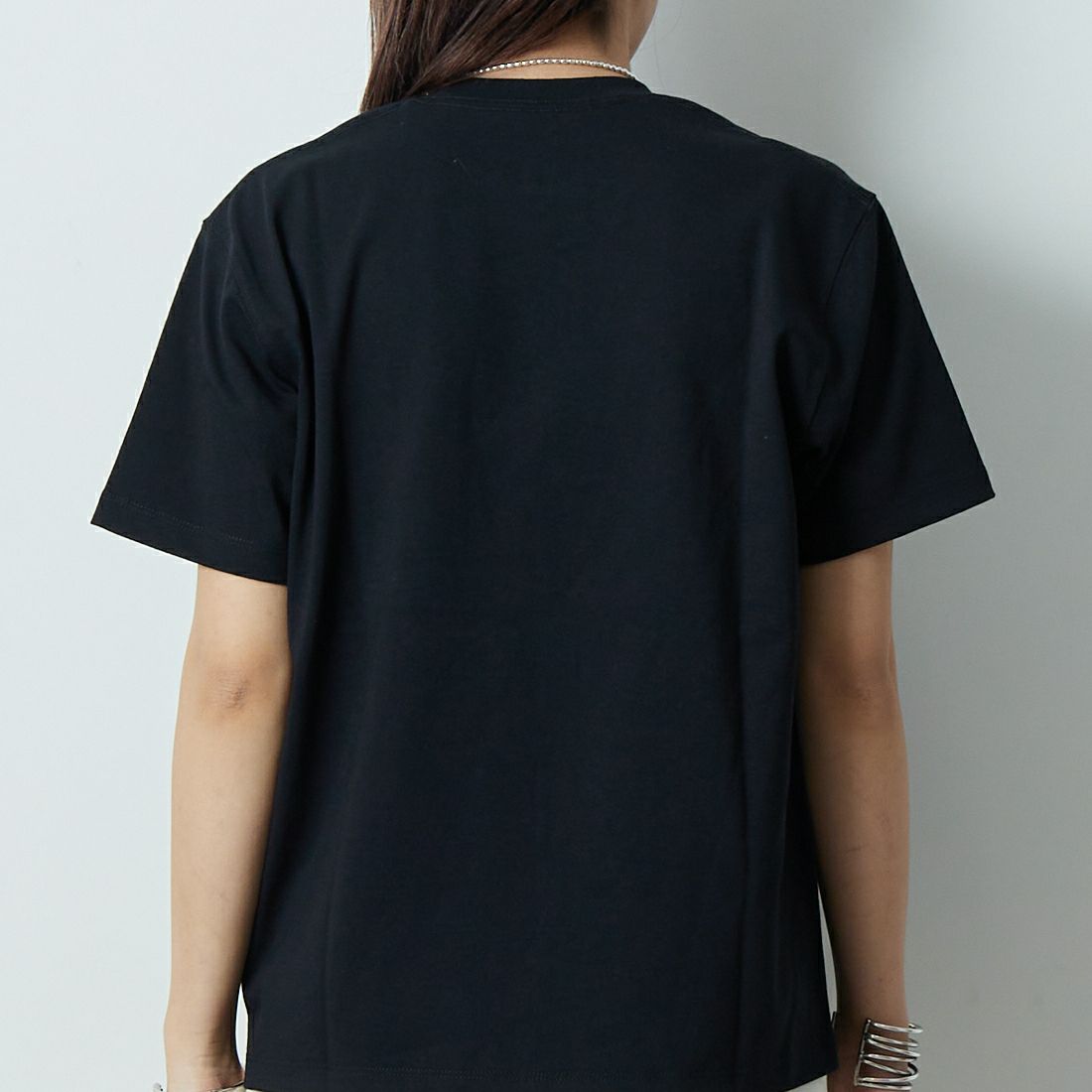 DANTON [ダントン] ソリッド ポケットTシャツ [DT-C0197TCB] BLACK &&モデル身長：167cm 着用サイズ：S&&