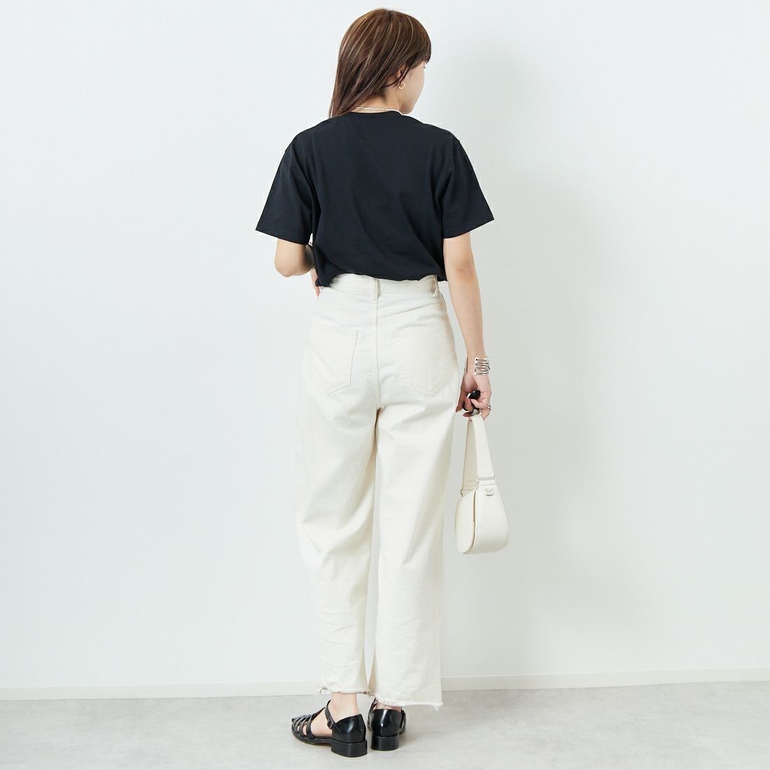 DANTON [ダントン] ソリッド ポケットTシャツ [DT-C0197TCB] BLACK &&モデル身長：167cm 着用サイズ：S&&