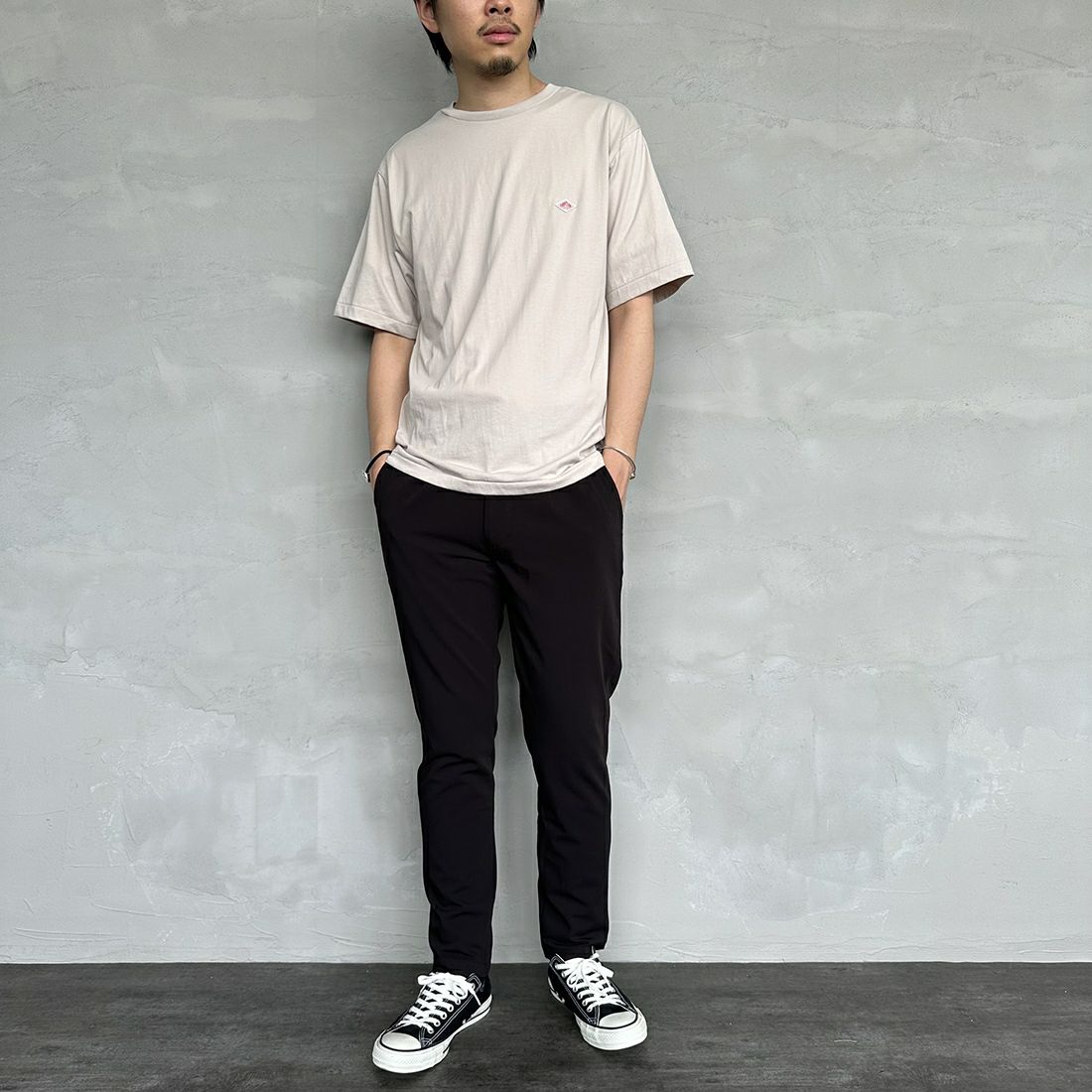 DANTON [ダントン] インナーTシャツ [DT-C0196CVT] GREIGE &&モデル身長：173cm 着用サイズ：M&&