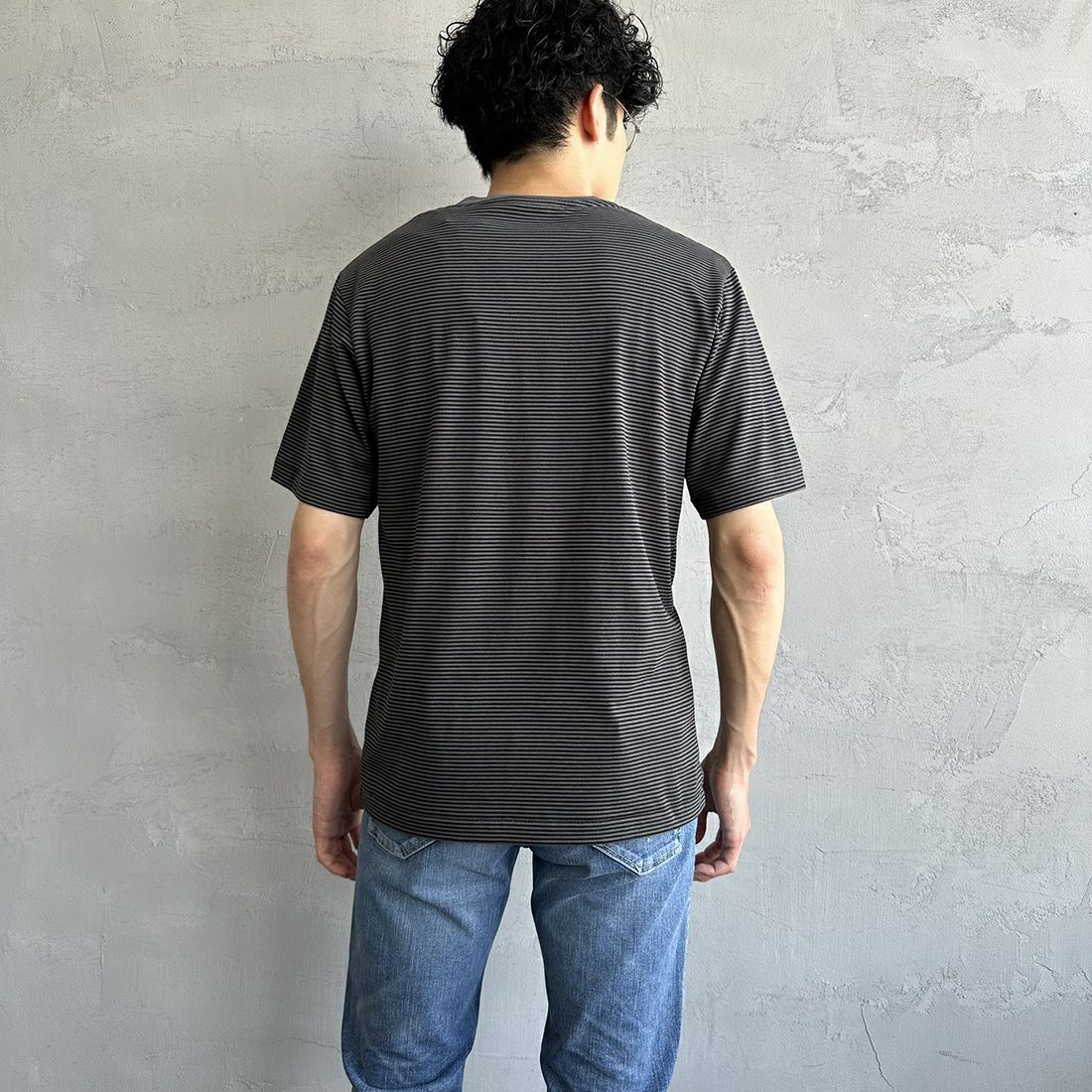 DANTON [ダントン] インナーTシャツ [DT-C0196CVT] CHARCOAL/B &&モデル身長：168cm 着用サイズ：S&&