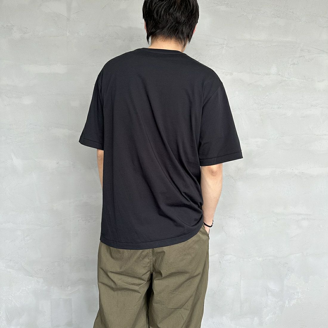 DANTON [ダントン] インナーTシャツ [DT-C0196CVT] BLACK &&モデル身長：173cm 着用サイズ：XL&&