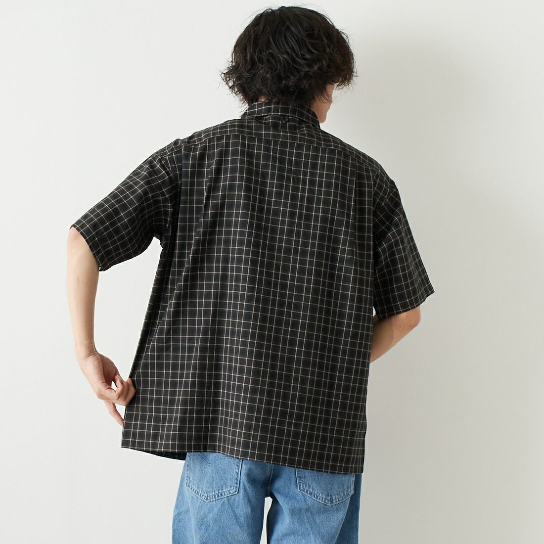 A VONTADE [アボンタージ] トロピカルウールチェックシャツ [VTD-0369-SH] 82 DK.BRN &&モデル身長：182cm 着用サイズ：L&&