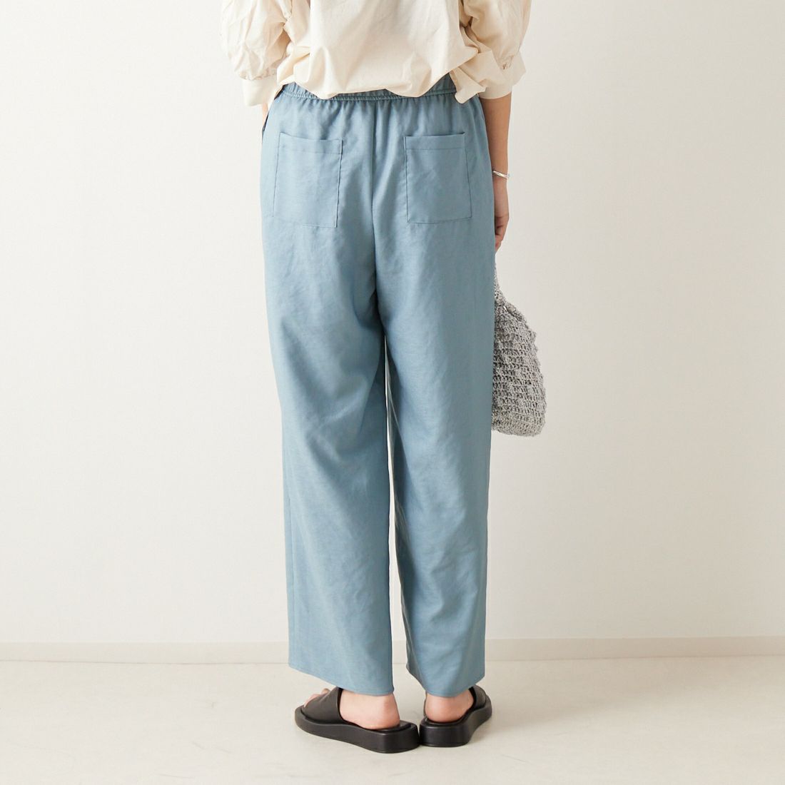 Jeans Factory Clothes [ジーンズファクトリークローズ] 杢調タンブラーツイルワイドパンツ [J-4402] 610 ﾌﾞﾙｰ &&モデル身長：167cm 着用サイズ：38&&