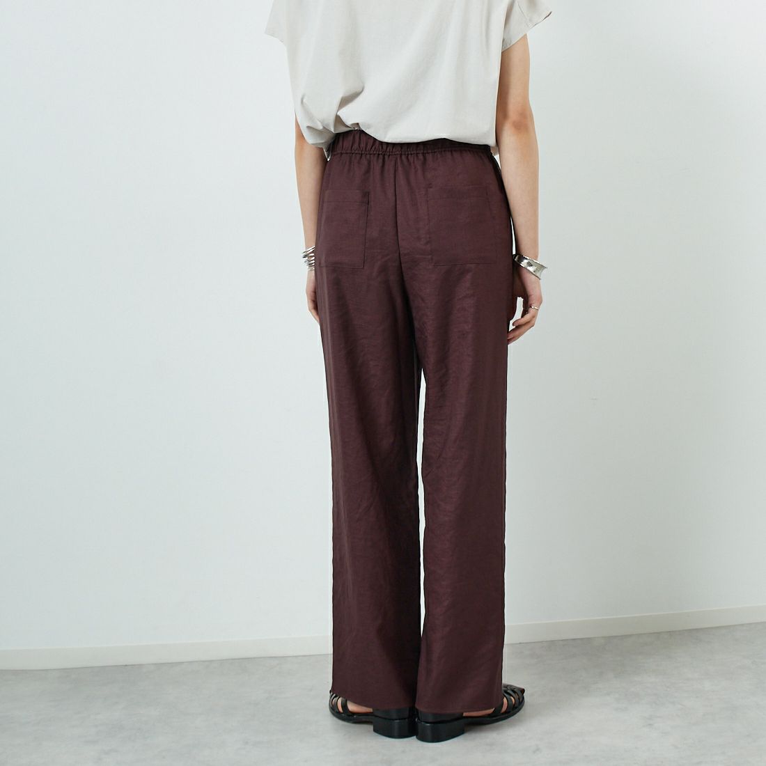 Jeans Factory Clothes [ジーンズファクトリークローズ] 杢調タンブラーツイルワイドパンツ [J-4402] 833 ﾌﾞﾗｳﾝ &&モデル身長：160cm 着用サイズ：36&&