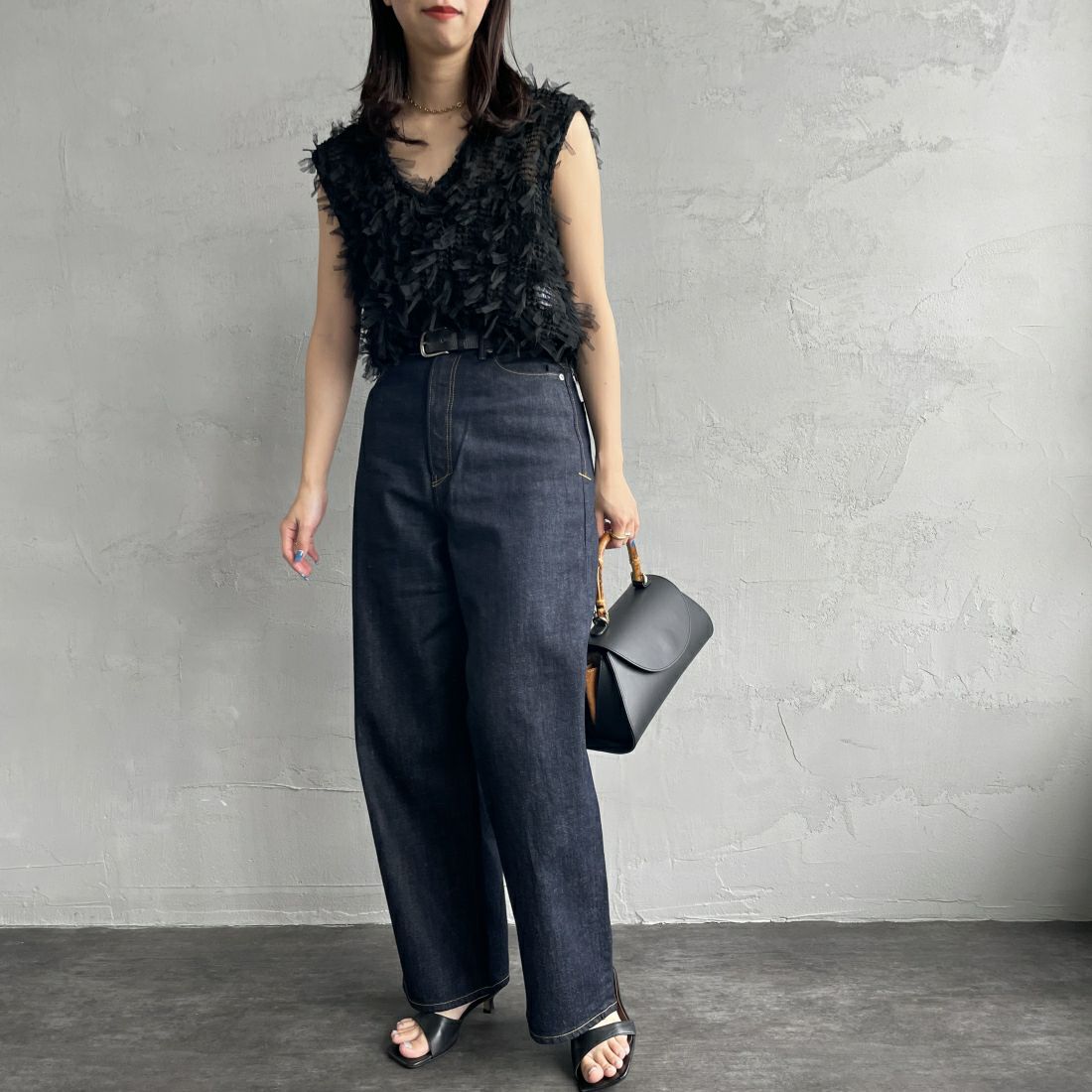 YANUK [ヤヌーク] ルーズストレート JOAN/ジョーン [57132220] OWI&&モデル身長：163cm　着用サイズ：24&&