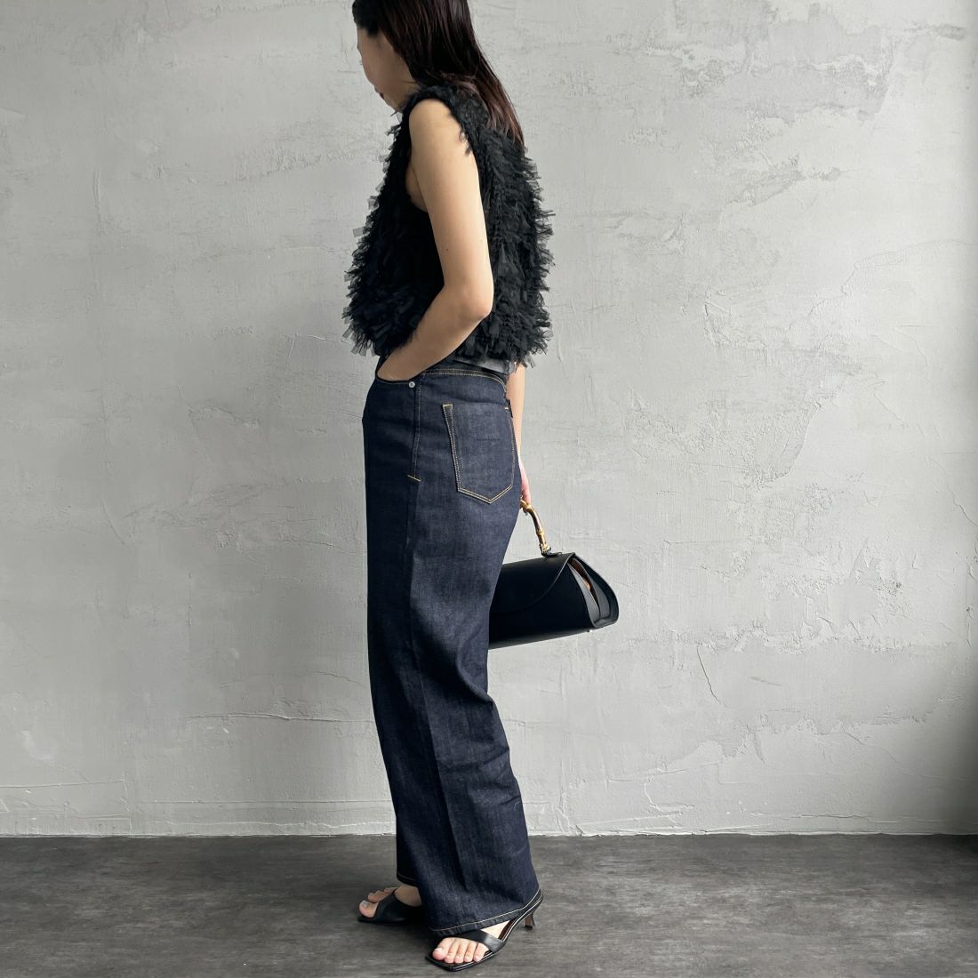 YANUK [ヤヌーク] ルーズストレート JOAN/ジョーン [57132220] OWI&&モデル身長：163cm　着用サイズ：24&&