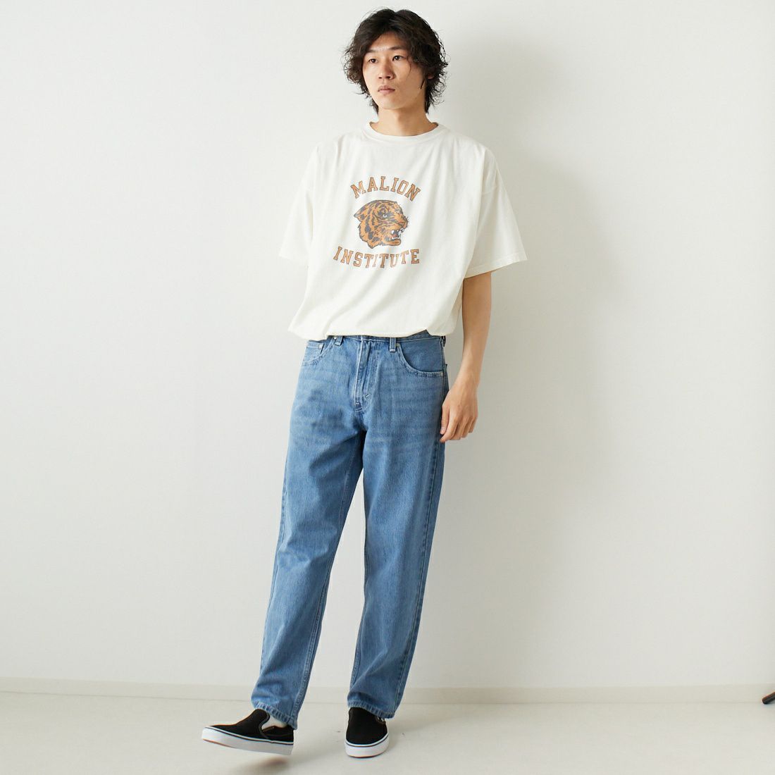 REMI RELIEF [レミレリーフ] 別注 20天竺プリントTシャツ MALION [RN24329254-JF] OFF &&モデル身長：182cm 着用サイズ：M&&