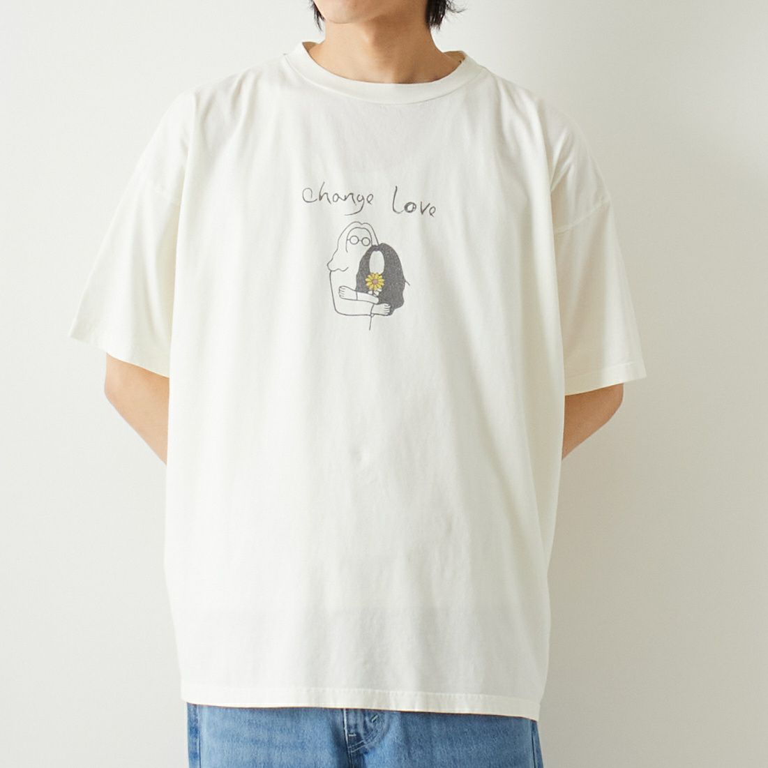 REMI RELIEF [レミレリーフ] 別注 20天竺プリントTシャツ CHANGE [RN24329257-JF] OFF &&モデル身長：182cm 着用サイズ：M&&