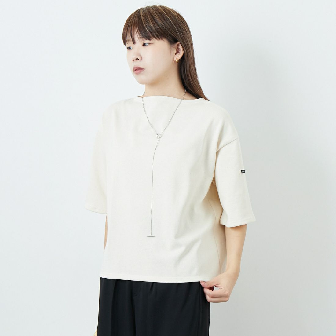 ST.JAMES [セントジェームス] 厚手ルーズドロップTシャツ [20JC-TEE-LOOSE] NEIGE &&モデル身長：167cm 着用サイズ：3&&