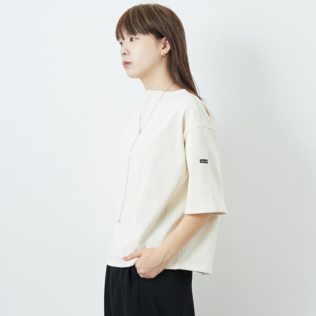 ST.JAMES [セントジェームス] 厚手ルーズドロップTシャツ [20JC-TEE-LOOSE] NEIGE &&モデル身長：167cm 着用サイズ：3&&