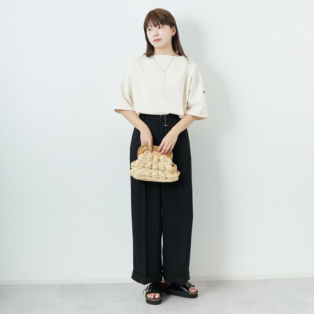 ST.JAMES [セントジェームス] 厚手ルーズドロップTシャツ [20JC-TEE-LOOSE] NEIGE &&モデル身長：167cm 着用サイズ：3&&