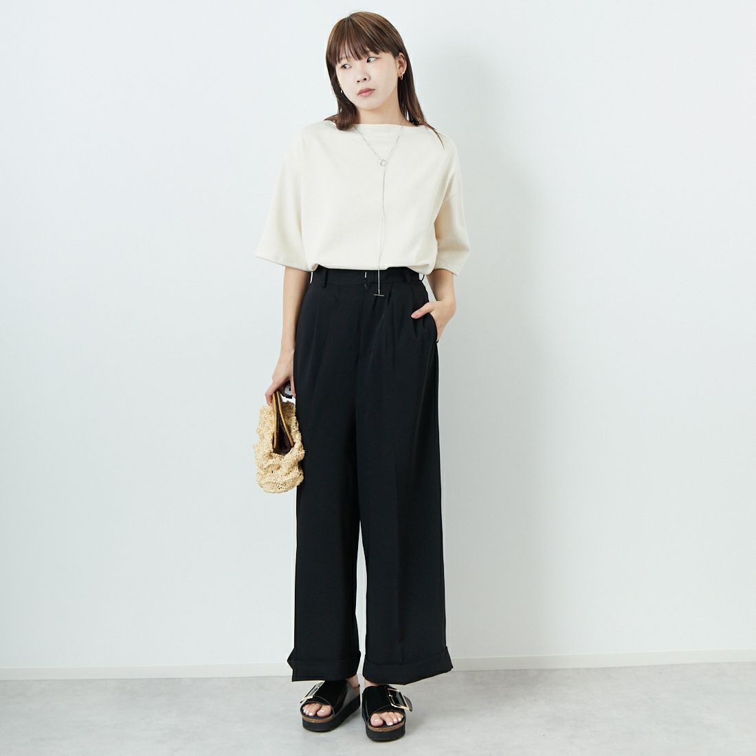 ST.JAMES [セントジェームス] 厚手ルーズドロップTシャツ [20JC-TEE-LOOSE] NEIGE &&モデル身長：167cm 着用サイズ：3&&