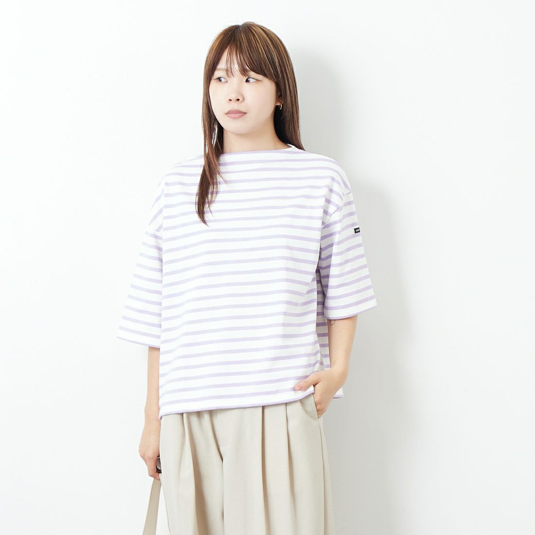ST.JAMES [セントジェームス] 厚手ルーズドロップTシャツ [20JC-TEE-LOOSE] NEI/LAI &&モデル身長：167cm 着用サイズ：3&&