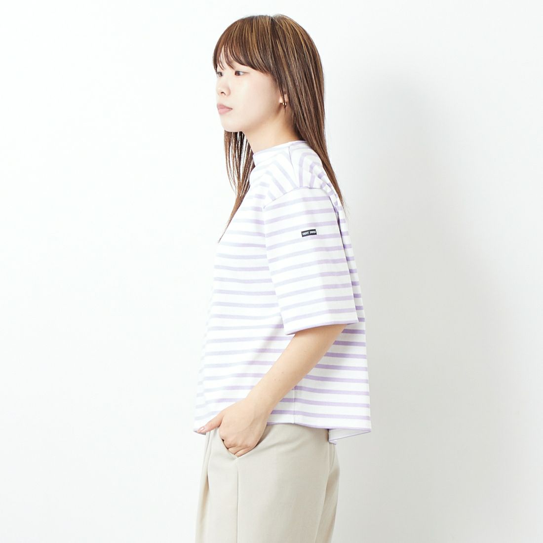 ST.JAMES [セントジェームス] 厚手ルーズドロップTシャツ [20JC-TEE-LOOSE] NEI/LAI &&モデル身長：167cm 着用サイズ：3&&