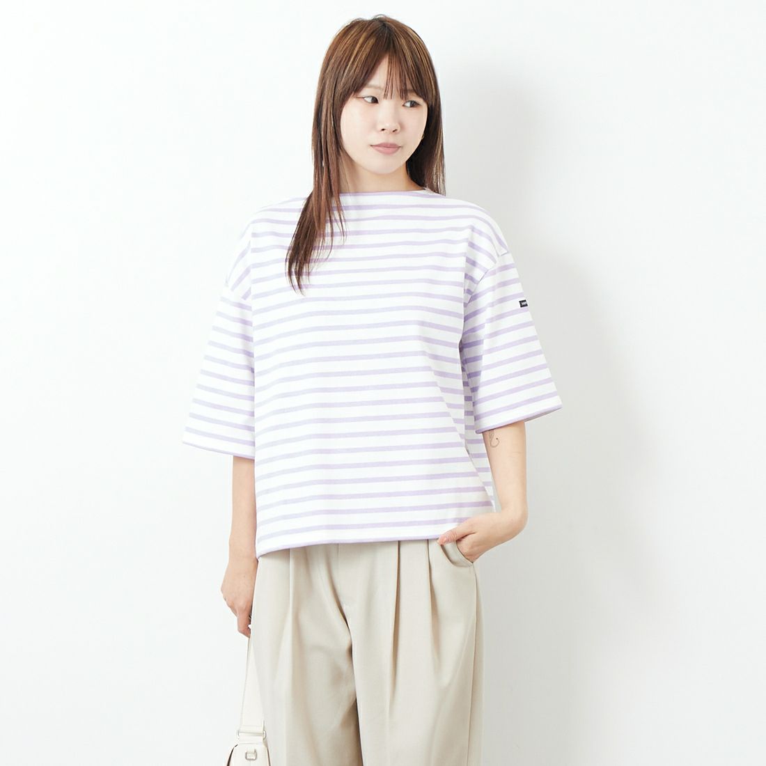 ST.JAMES [セントジェームス] 厚手ルーズドロップTシャツ [20JC-TEE-LOOSE] NEI/LAI &&モデル身長：167cm 着用サイズ：3&&