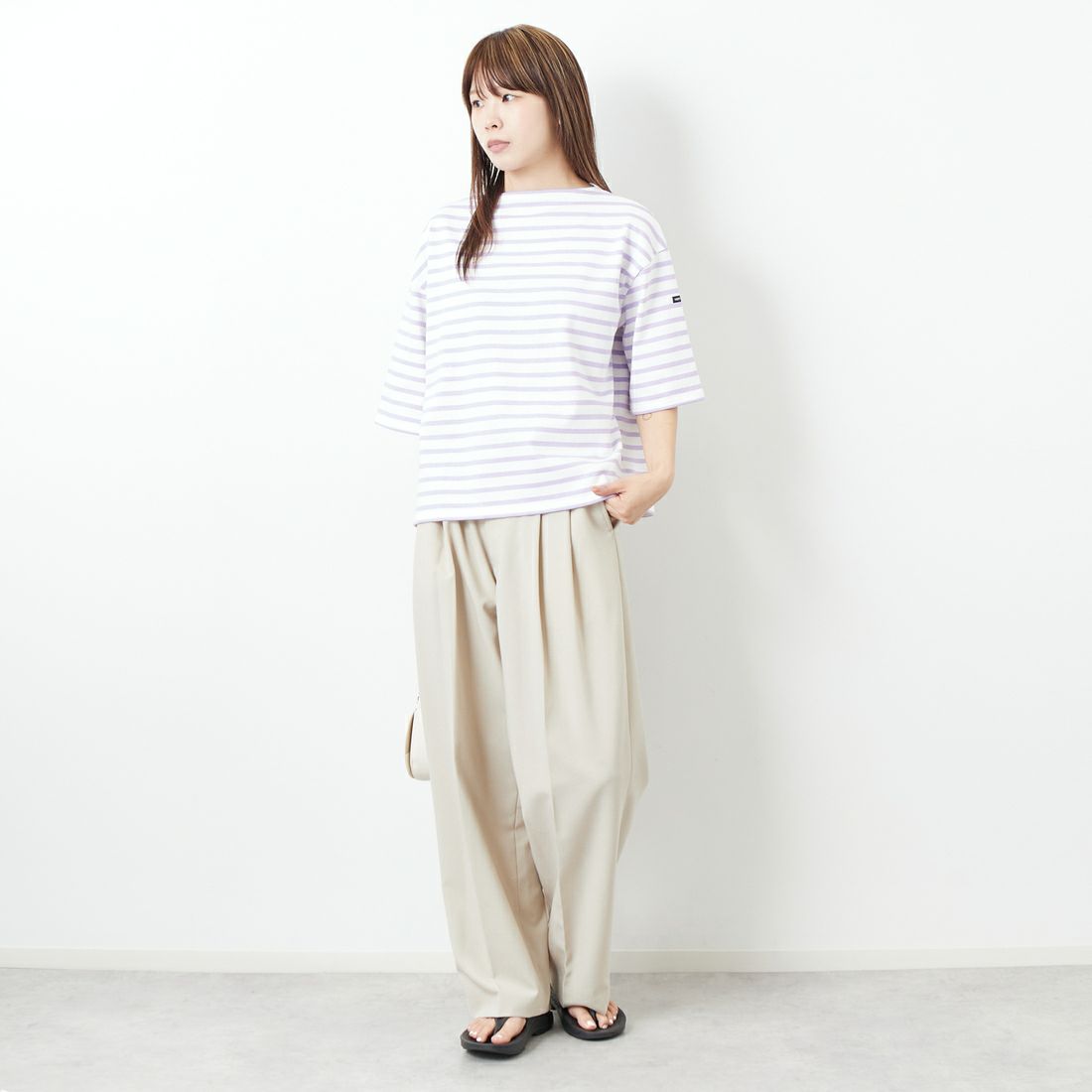 ST.JAMES [セントジェームス] 厚手ルーズドロップTシャツ [20JC-TEE-LOOSE] NEI/LAI &&モデル身長：167cm 着用サイズ：3&&