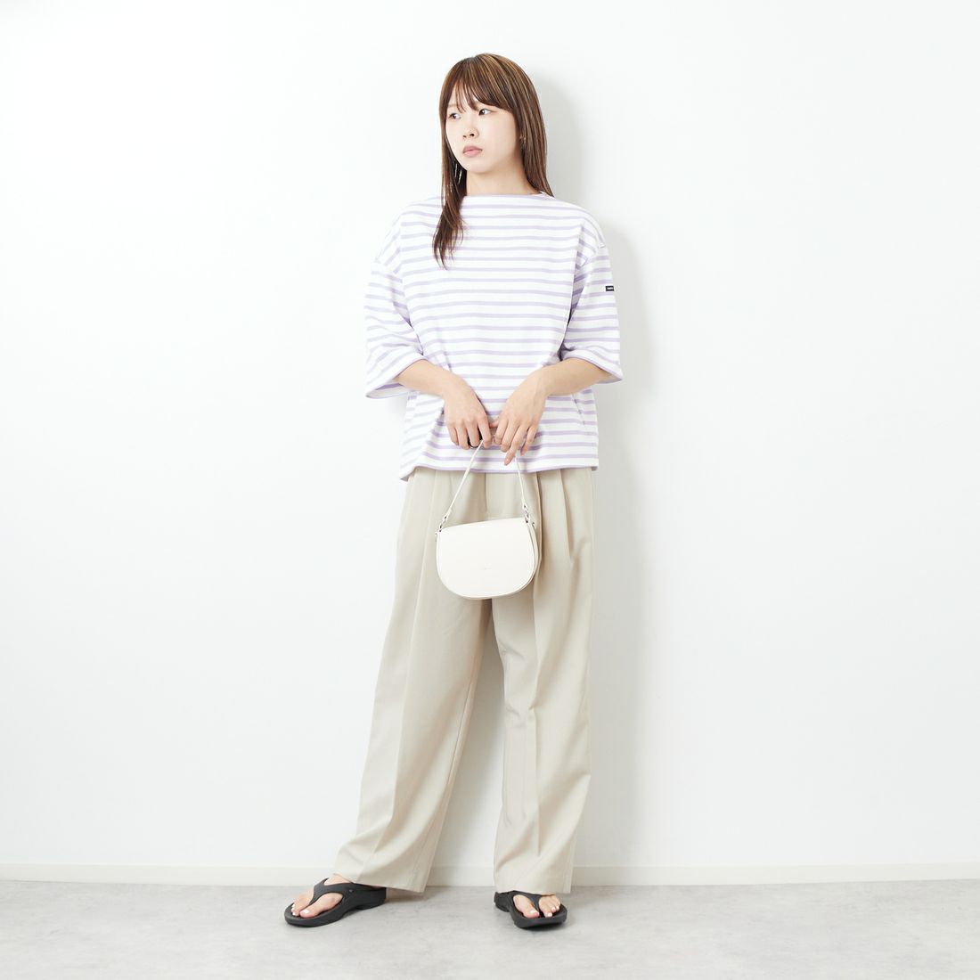 ST.JAMES [セントジェームス] 厚手ルーズドロップTシャツ [20JC-TEE-LOOSE] NEI/LAI &&モデル身長：167cm 着用サイズ：3&&