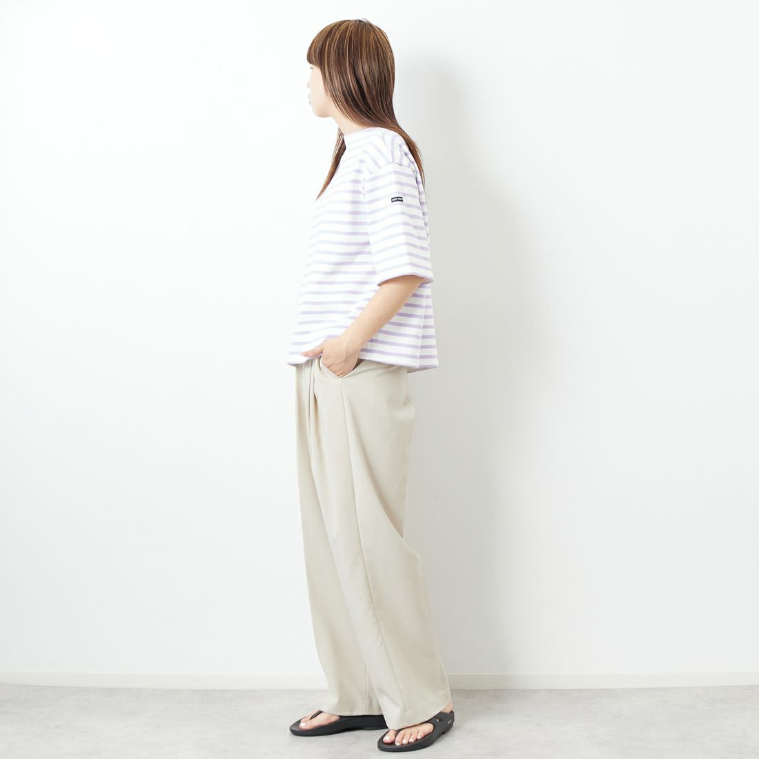 ST.JAMES [セントジェームス] 厚手ルーズドロップTシャツ [20JC-TEE-LOOSE] NEI/LAI &&モデル身長：167cm 着用サイズ：3&&