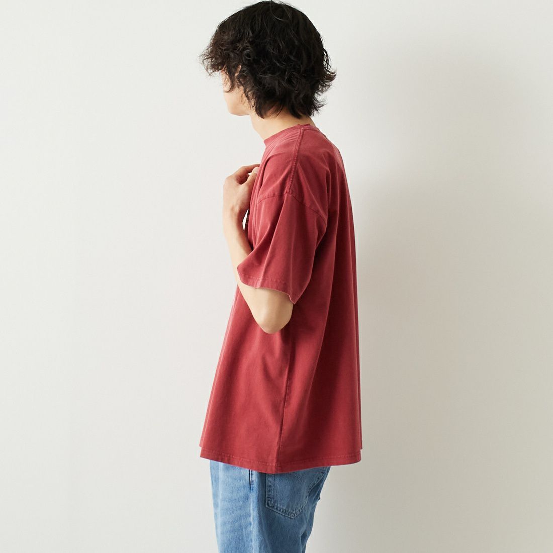 REMI RELIEF [レミレリーフ] 別注 20天竺プリントTシャツ GIANT [RN24329271-JF] RED &&モデル身長：182cm 着用サイズ：M&&